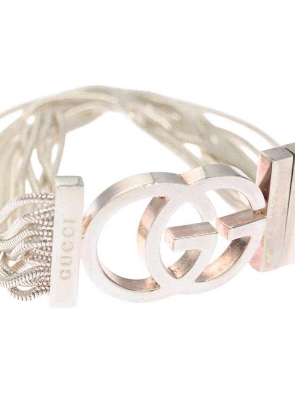 GUCCI Interlocking Bracelet Ag925 Silver Auth yk16929